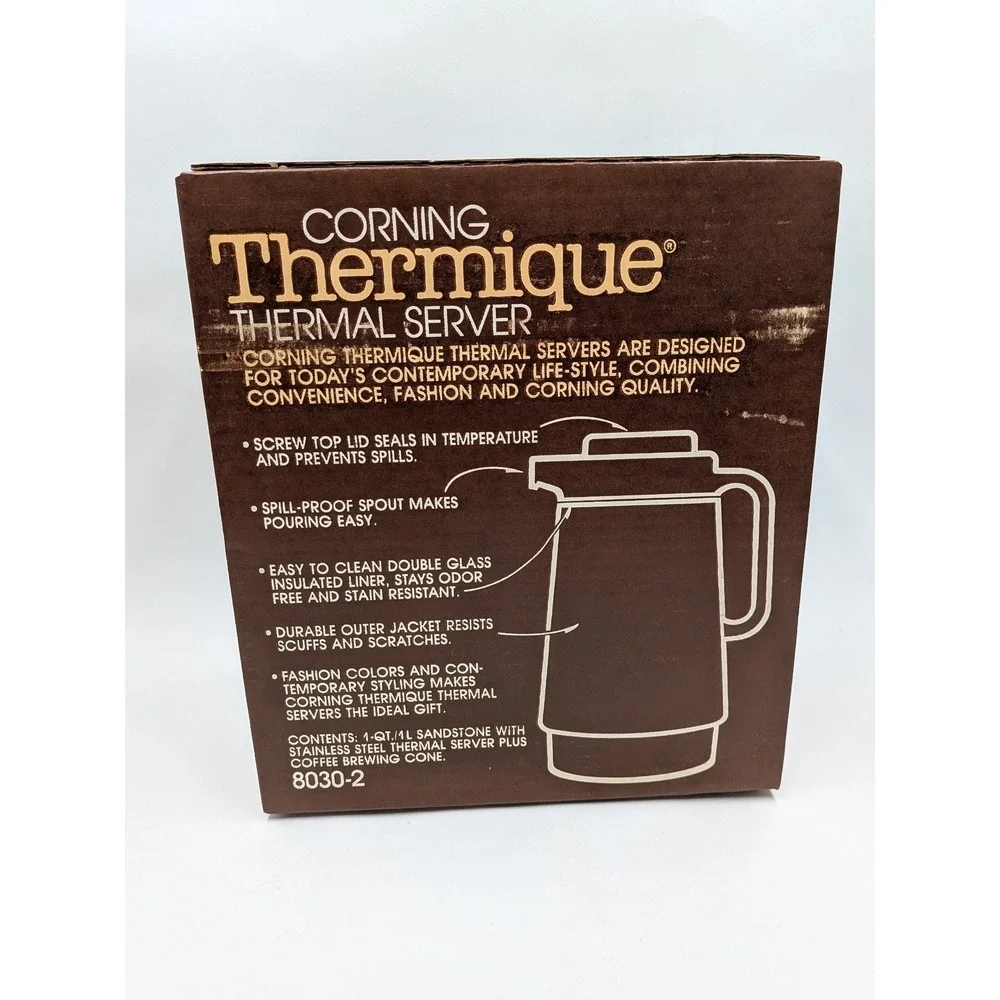 Corning Thermique Thermal Server 1qt Sandstone Stainless Steel Carafe 8030-2